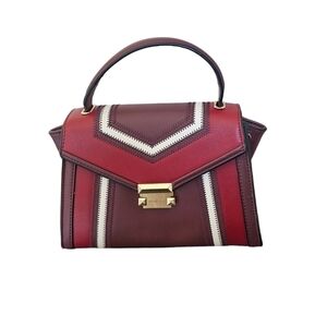 Michael Kors Whitney medium size gold tone hardware bag removable strap burgundy
